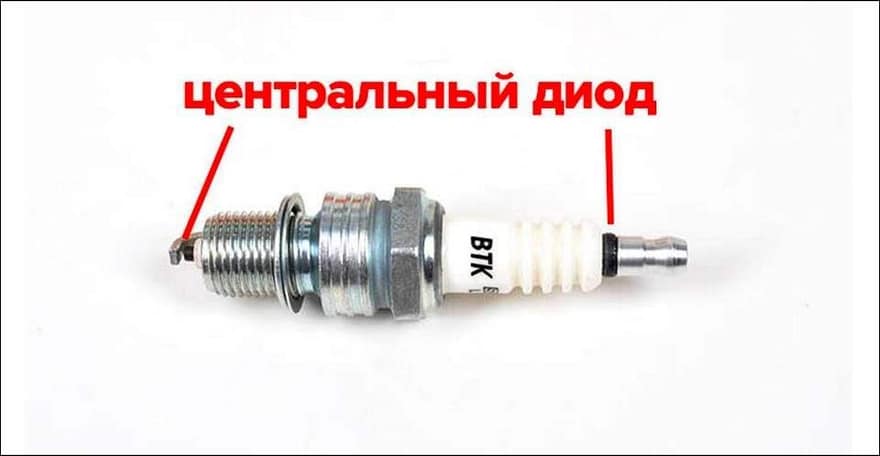 Расположение центрального диода свечи зажигания