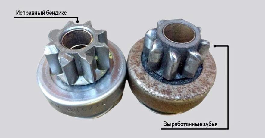 Новый и неисправный бендикс